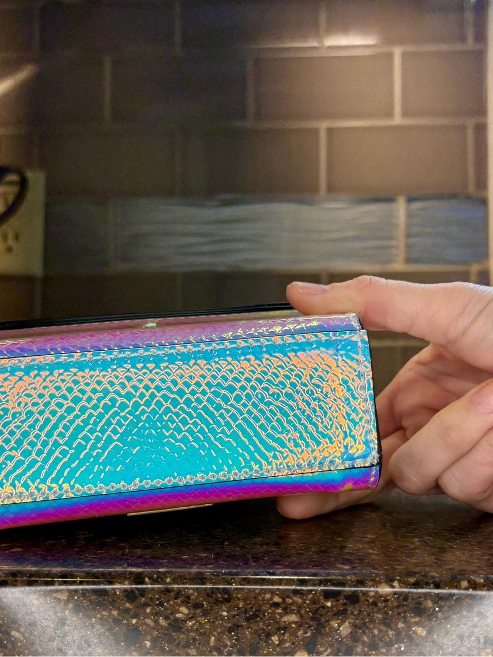 Aldo Iridescent Teal Mini Top-Handle Bag - Picture 6 of 8